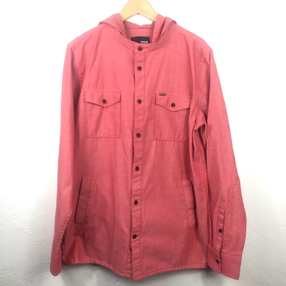 Hurley Men’s Pink Button Down Jacket Size M